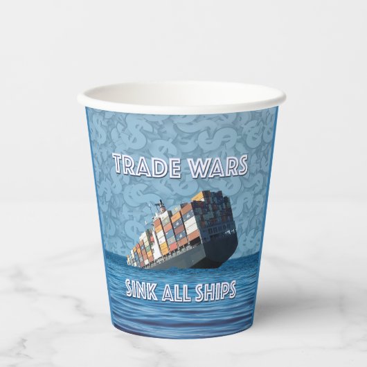 貿易戦争で全艦が沈む 紙コップ (正面)