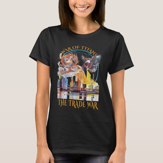 貿易戦争の女性ブラック Tシャツ (正面)