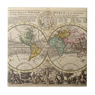 貿易風が付いている全世界の新しい地図 タイル
