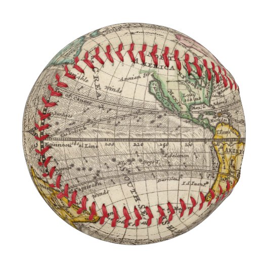 貿易風のある世界全体の新しい地図 野球ボール (正面左)