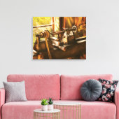 貿易 – 旋盤 – 古い旋盤 キャンバスプリント (インサイチュ (リビング))