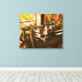 貿易 – 旋盤 – 古い旋盤 キャンバスプリント (インサイチュ (ウッドフロア))