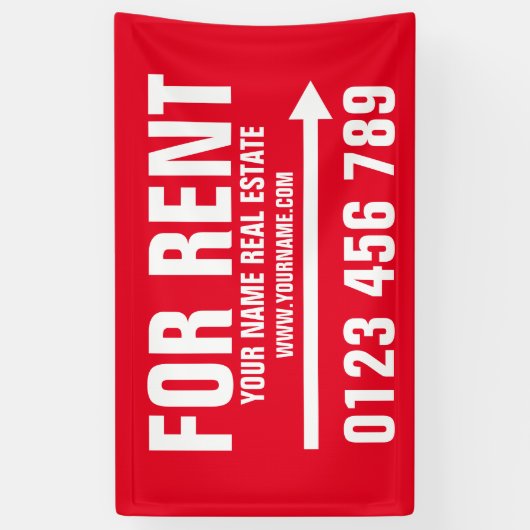 賃貸物件募集の不動産看板矢印付き 横断幕 (縦)