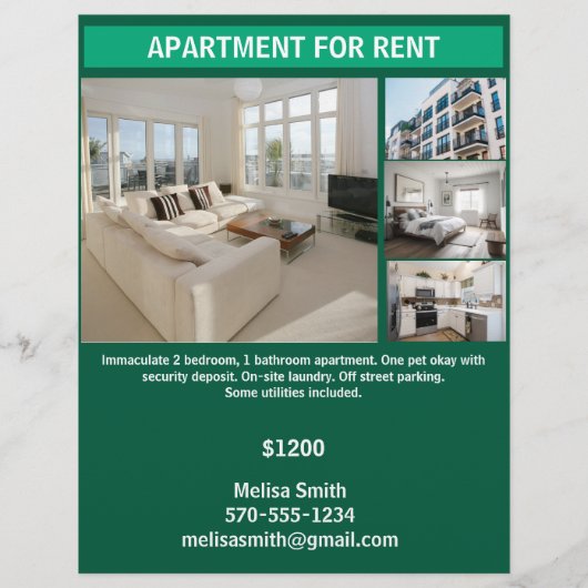 賃貸用のカスタマイズ可能なアパート チラシ (正面)