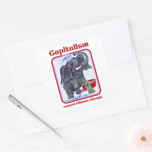 資本主義が気候変動を引き起こした スクエアシール (封筒)
