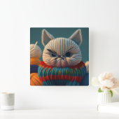 資本主義的な態度の猫 スクエア壁時計 (ホーム)