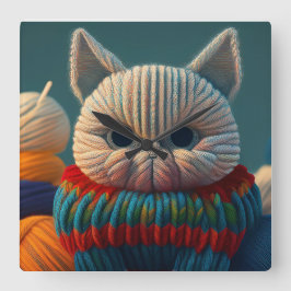 資本主義的な態度の猫 スクエア壁時計