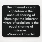 資本主義/社会主義の引用文ウィンストン・チャーチル マウスパッド (正面)