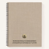 資産管理ベージュリネンプリントノート ノートブック (正面)