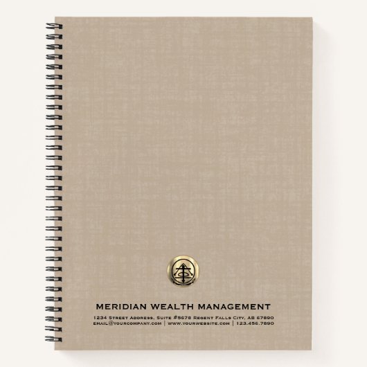 資産管理ベージュリネンプリントノート ノートブック (正面)