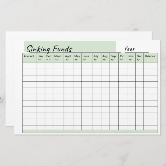 資金スプレッドシートのシンク 便箋 (正面/裏面)