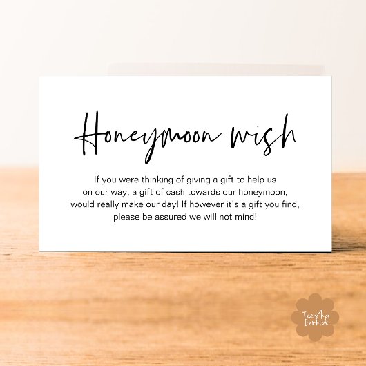 資金結婚現金でのハネムーンの願い エンクロージャーカード