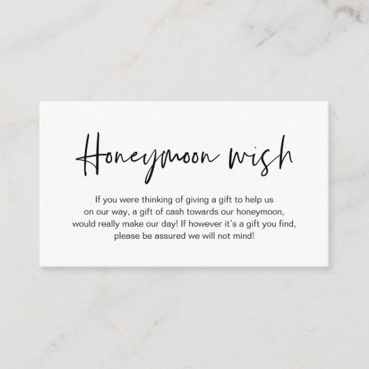 資金結婚現金でのハネムーンの願い エンクロージャーカード (正面)