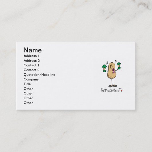 資金集めをするナットのTシャツおよびギフト 名刺 (正面)
