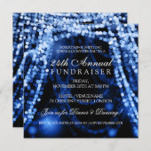 資金集企業のめパーティー文字列灯青 招待状 (正面/裏面)