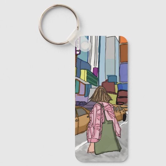 賑やかな街の通りが並ぶ。 キーホルダー (正面)