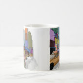 賑やかな街の通りが並ぶ。 コーヒーマグカップ (中央)