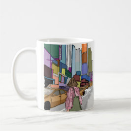賑やかな街の通りが並ぶ。 コーヒーマグカップ