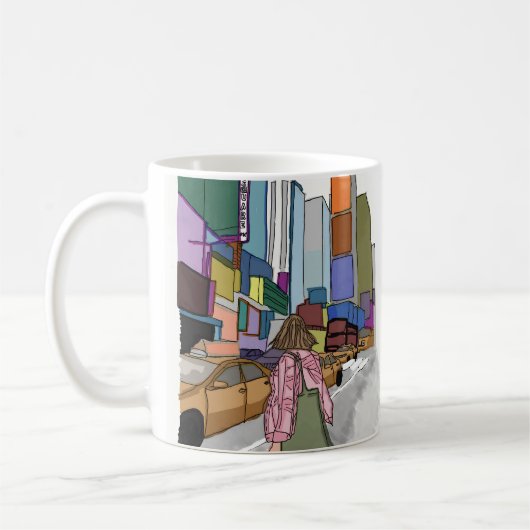 賑やかな街の通りが並ぶ。 コーヒーマグカップ (左)