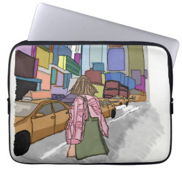 賑やかな街の通りが並ぶ。 ラップトップスリーブ