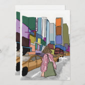 賑やかな街の通りが並ぶ。 招待状 (正面/裏面)