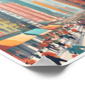 賑やかな街並みカラフル建物忙し通り ポスター (角)