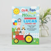賑やかな農場の動物たち バーンヤード ペッティング ズー 誕生日 招待状 (スタンド正面)