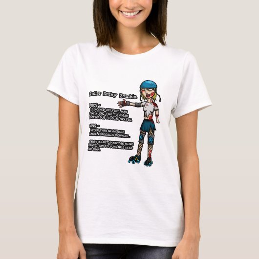 賛否両論のローラーのダービーのゾンビ Tシャツ (正面)