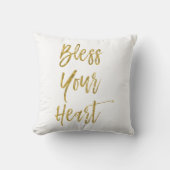 賛美おハート金フェイク箔タイポグラフィ枕 クッション (正面)