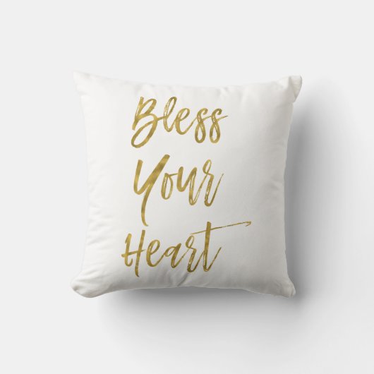 賛美おハート金フェイク箔タイポグラフィ枕 クッション (正面)