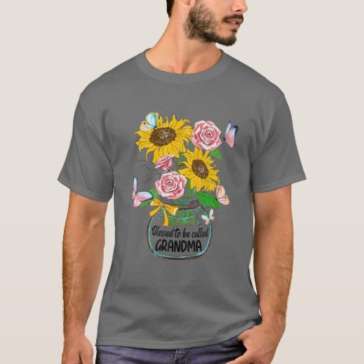 賛美お婆さんライフフラワーアートMothe Tシャツ (正面)
