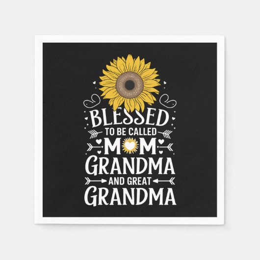 賛美お母さんヒマワリと呼ば素晴らしれる スタンダードカクテルナプキン (正面)