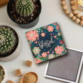 賛美かわいらしおもしろいブルーピンクフローラ吸光度 マグネット