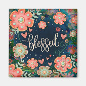 賛美かわいらしおもしろいブルーピンクフローラ吸光度 マグネット (正面)