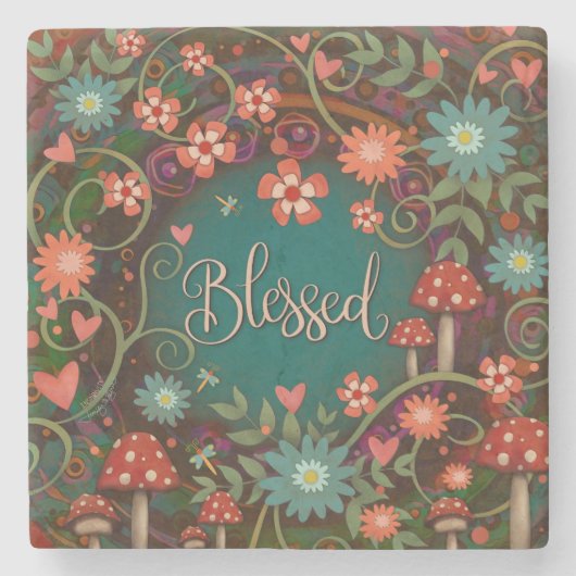 賛美かわいらしカラフルフローラ ストーンコースター (正面)