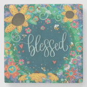 賛美かわいらしフローラかわいい（昆虫）マルハナバチ ストーンコースター (正面)