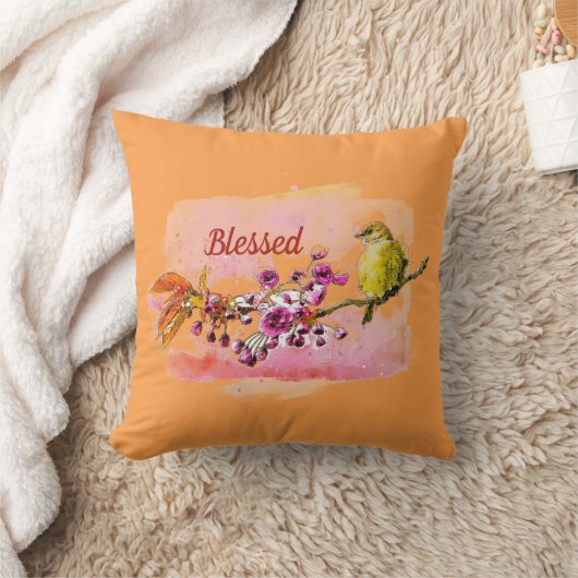 賛美さくらんぼとフィンチランバーピロー クッション (ブランケット)