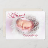賛美された写真の女の子の誕生の発表の柔らかい上敷 案内状 (正面/裏面)