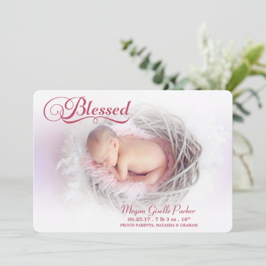 賛美された写真の女の子の誕生の発表の柔らかい上敷 案内状 (スタンド正面)