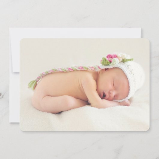 賛美された写真の女の子の誕生の発表の柔らかい上敷 案内状 (裏面)
