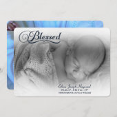 賛美された写真の男の子の誕生の発表の柔らかい上敷 案内状 (正面/裏面)