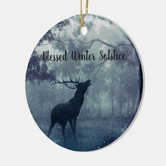 賛美された冬至の森林雄鹿 セラミックオーナメント (左)