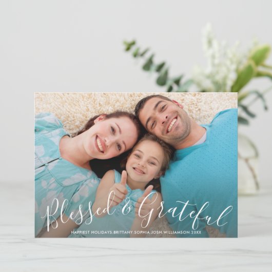 賛美された及び感謝したクリスマスの休日のおもしろいの写真 シーズンカード (スタンド正面)