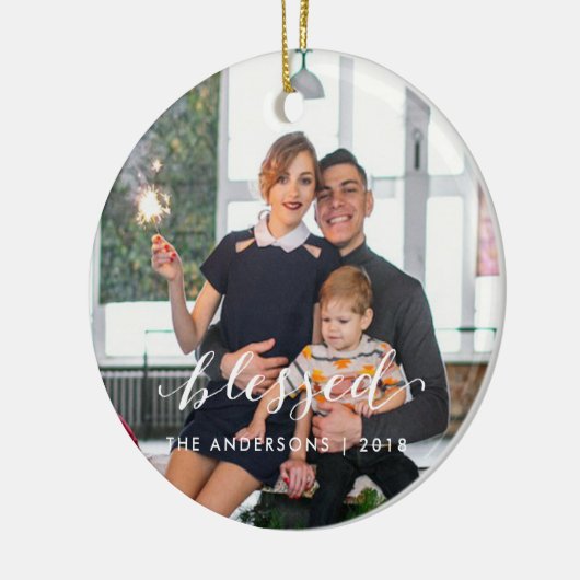 賛美された家族のクリスマスのオーナメント セラミックオーナメント (左)