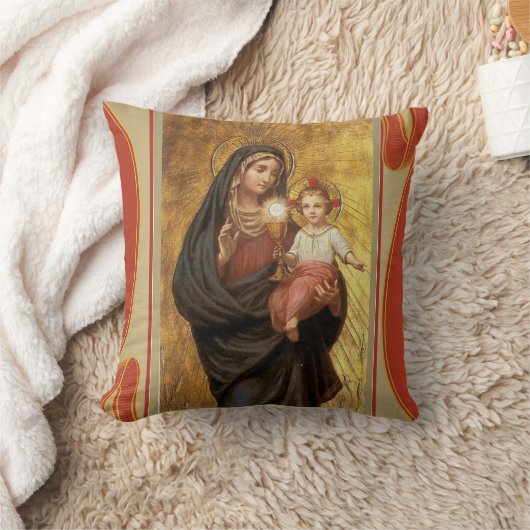 賛美された秘跡聖母マリアJesuの私達の女性 クッション (ブランケット)