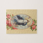 賛美された聖母マリアの仮定の天使のピンクのバラ ジグソーパズル (横)