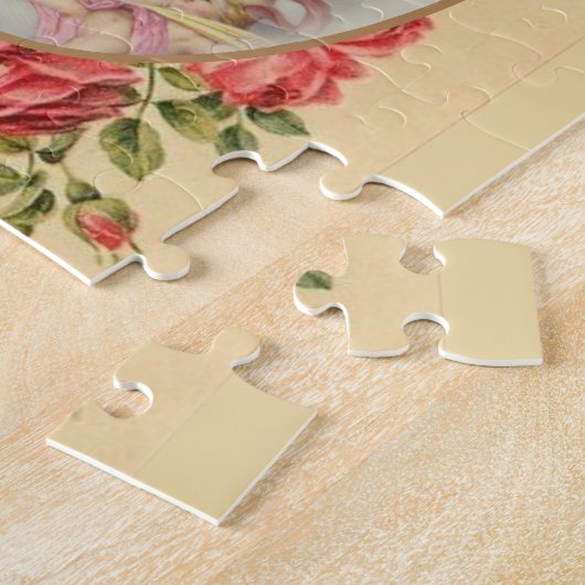 賛美された聖母マリアの仮定の天使のピンクのバラ ジグソーパズル (側面)