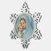 賛美された聖母マリアの母ベビーイエス・キリスト スノーフレークピューターオーナメント (右)