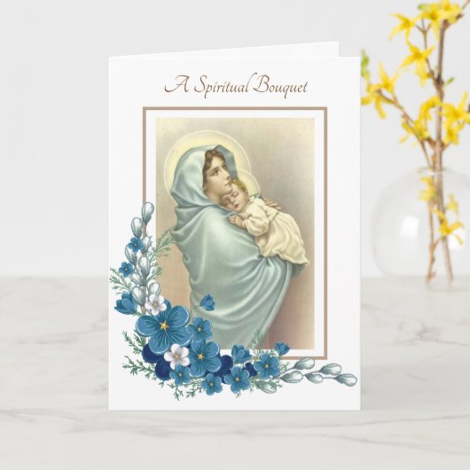 賛美された聖母マリアの霊的花束の祈りの言葉 カード (黄色い花)