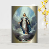 賛美された聖母マリアは彼女に軽い輝やきを許可しました カード (黄色い花)